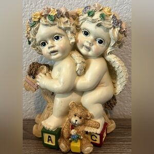 Vintage Cherubs Angels Rocking Horse Music Box Figurine Paddington Lullaby 7"